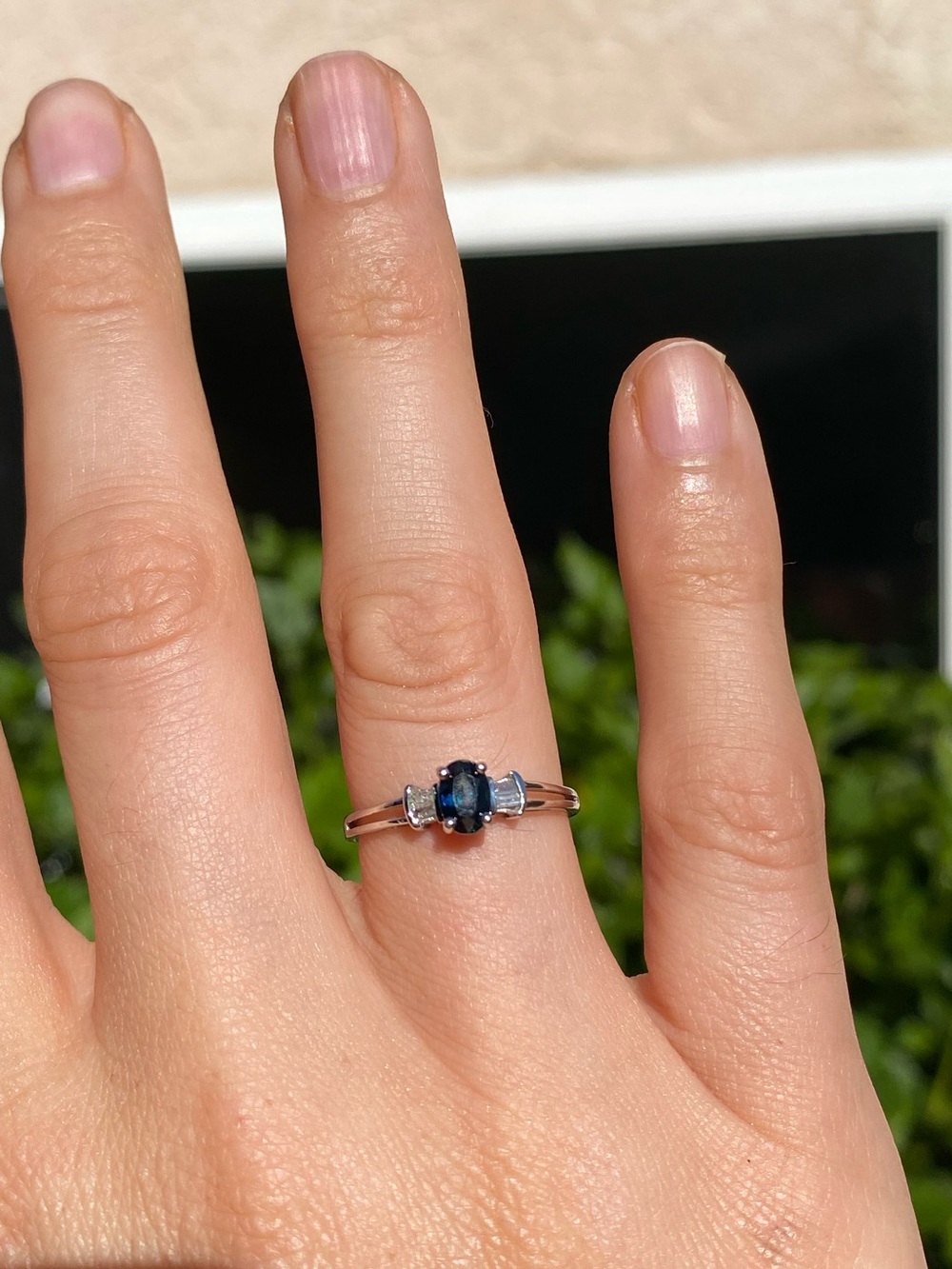 14k White Gold Sapphire Ring - Picture 2 of 8